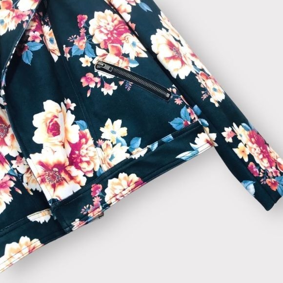 PHILOSOPHY Faux Suede Floral Moto Jacket Size Large NWOT - Picture 2 of 7